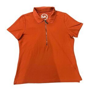 Michael Kors Short Sleeve Zippered Front Collared Polo Shirt Size Large